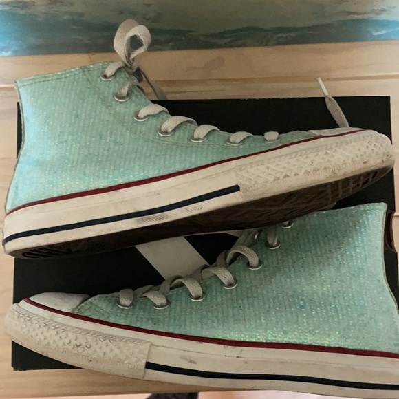 CONVERSE Chuck Taylor Teal Enamel size 3 US girls GUC - Picture 6 of 9